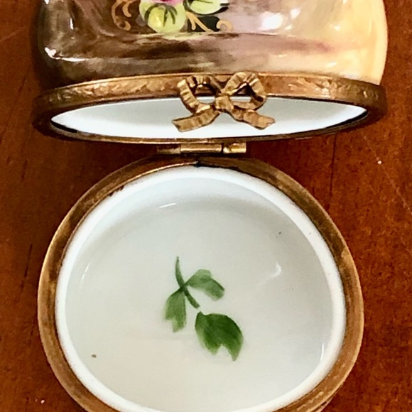Limoges Accents Limoges Floral Vanity Chair Trinket Pill Box Poshmark